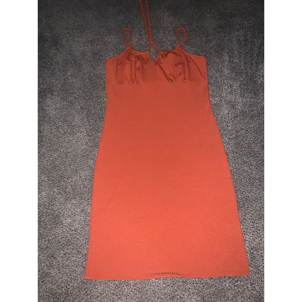 SHEIN Ribbed Rust Orange Sleeveless Dress Size Large